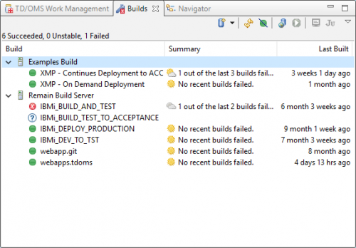 TD/OMS Jenkins interface, Jenkins Builds view