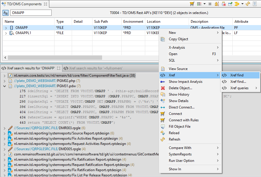 Xref IBM i and multi-platform search