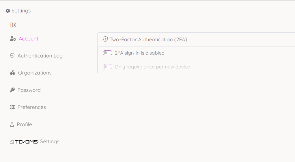 Octo user settings account page.png