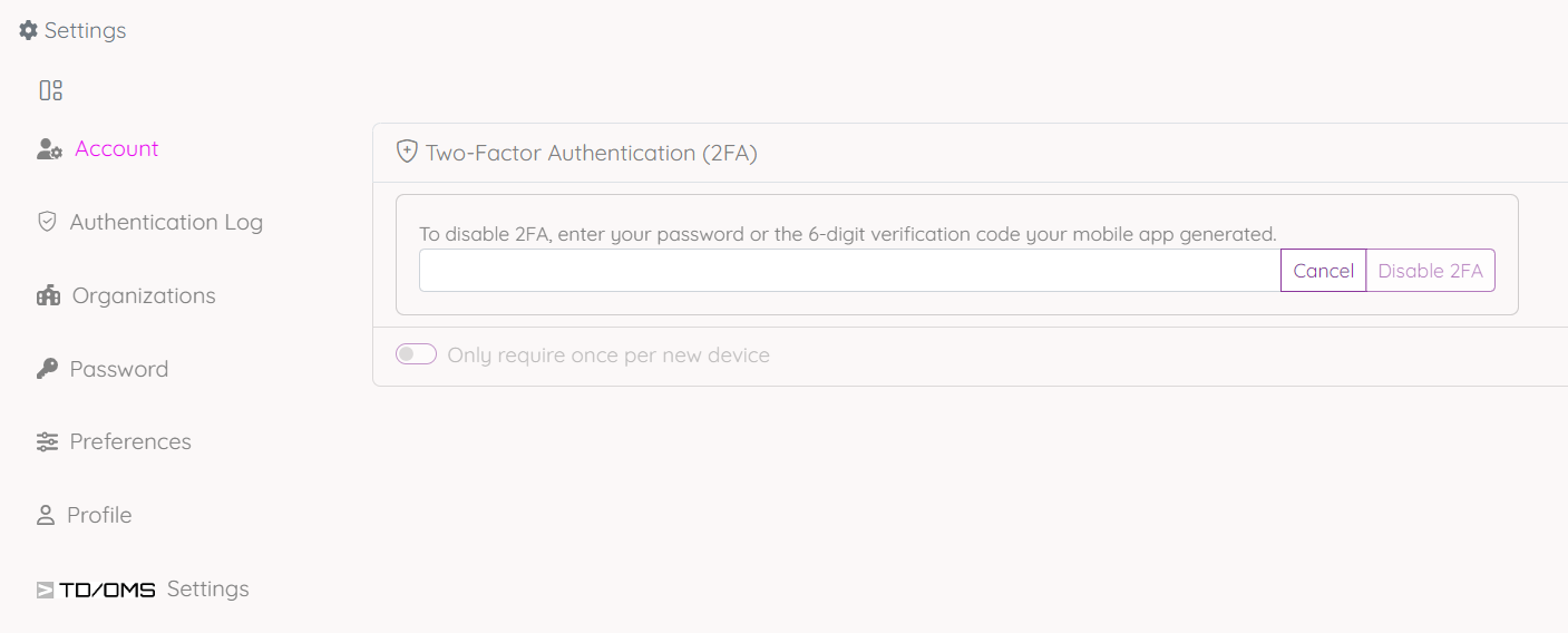 Octo user settings account disable 2fa input.png